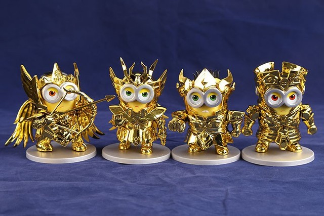 Minions cosplaying as Gold Saints